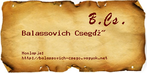 Balassovich Csegő névjegykártya